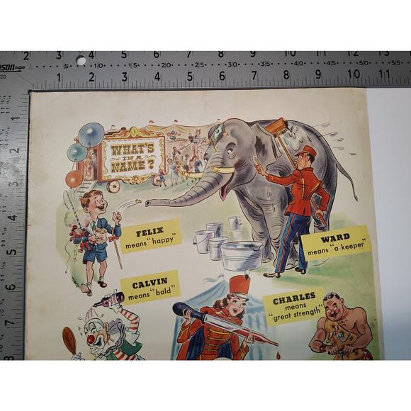 1943 Fun Circus Theme Ethyl Corp Print Ad What Does Your Name Mean 1940s Cartoon - Picture 4 of 8
